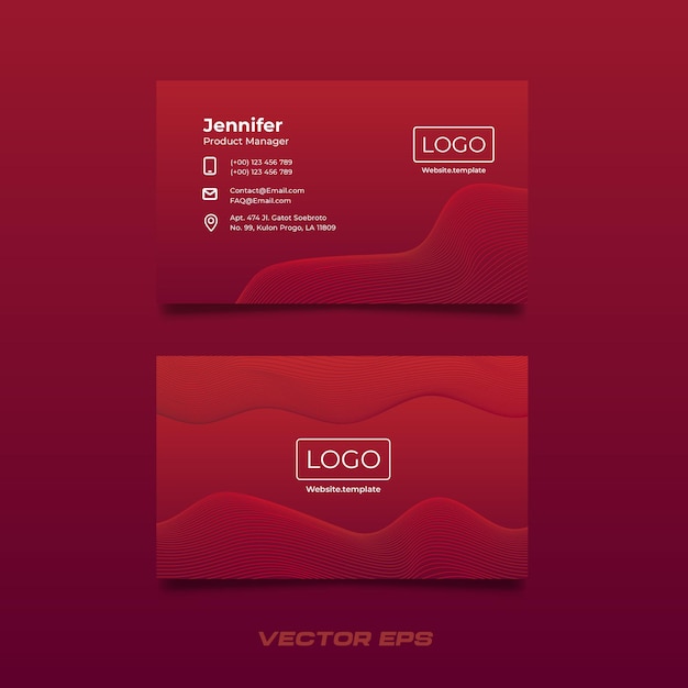 Premium Elegant red minimal lines dynamic wave wavy forms business card template