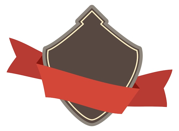 Premium emblem template Shield shape badge with red ribbon