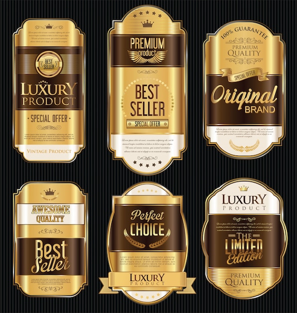 Premium en luxe gouden retro badges