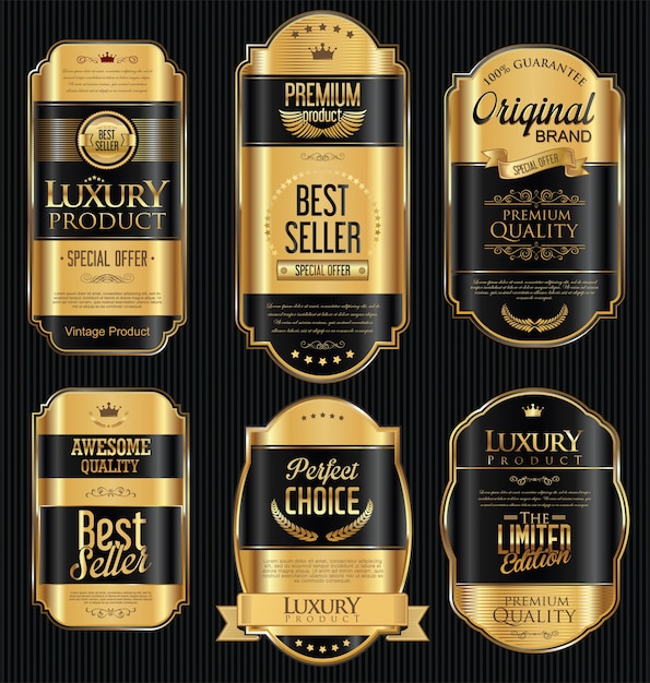 Premium en luxe gouden retro badges