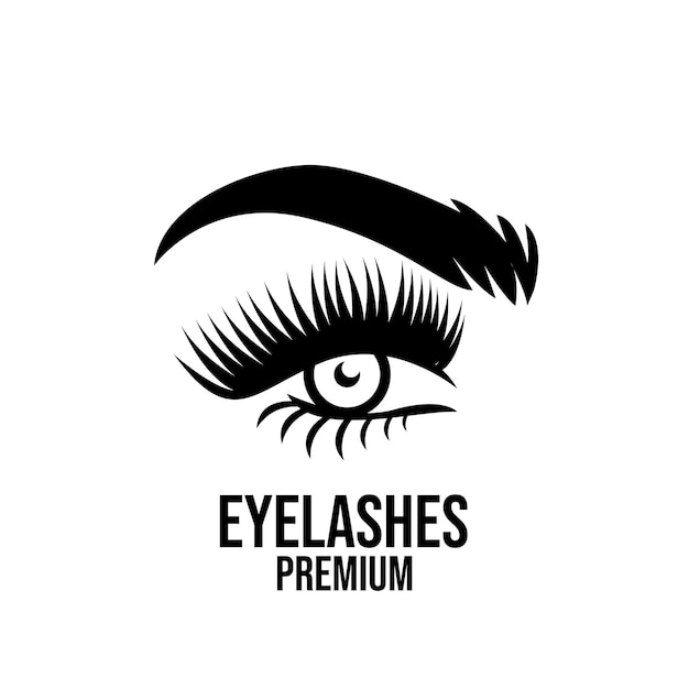 Premium eyelash extension beauty make up salon black vector design