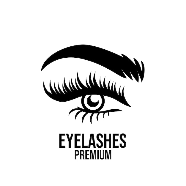 Premium eyelash extension beauty make up salon black vector design