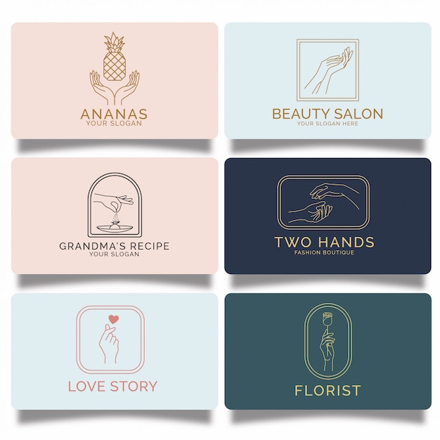 Vector premium feminine hand logos set