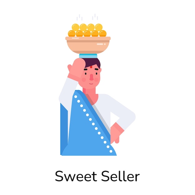 Premium flat character icon of indian sweet seller