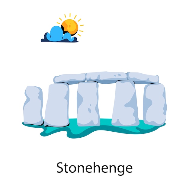 Icona piatta premium di stonehenge, regno unito