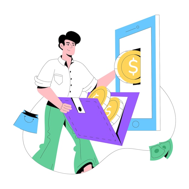 Vector premium flat illustration of digital wallet