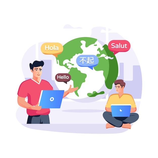 Vector premium flat illustration of global translation