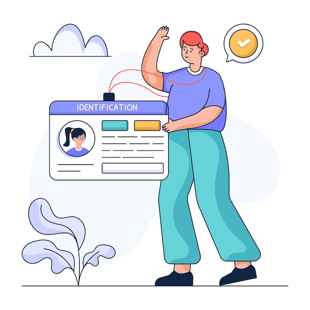 Премиум плоская иллюстрация идентификации
