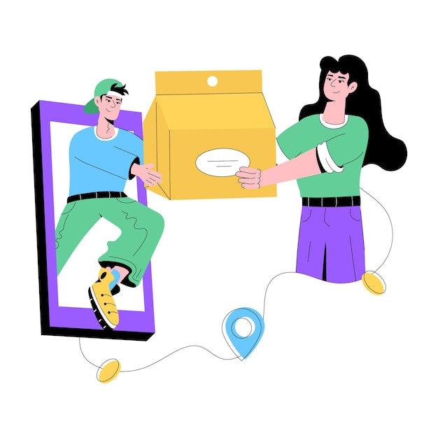 premium flat illustration of mobile delivery