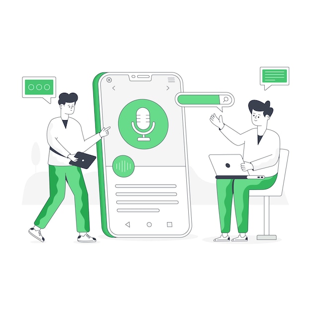 Premium flat illustration of voice assistant