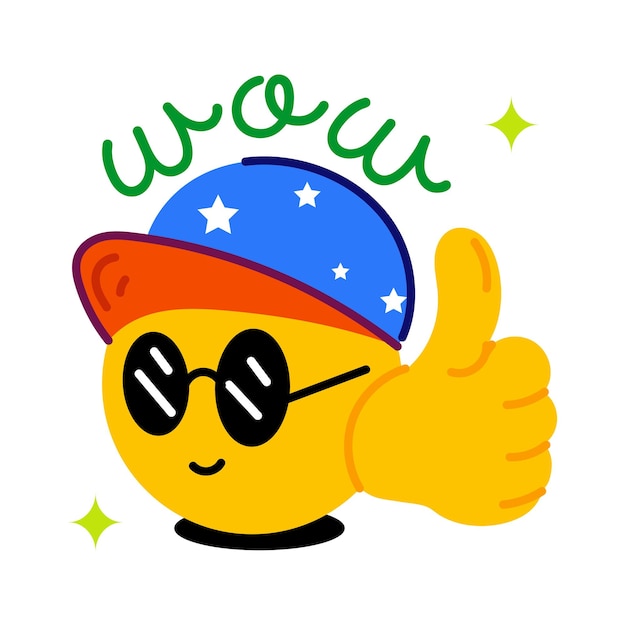 Vector premium flat sticker of a wow emoji