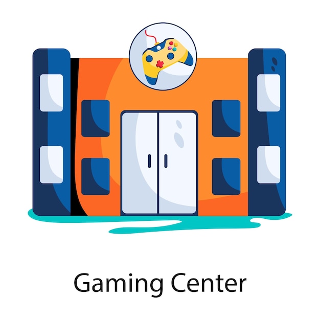 Premium flat style icon of a gaming center