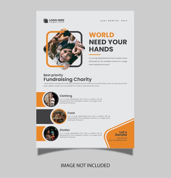 Premium Flyer Template van donatie fondsenwerving evenementdonatie voor liefdadigheidsorganisatie