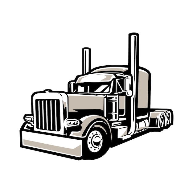 Premium Freightliner Semi Truck 18 Wheeler Silhouette Vector