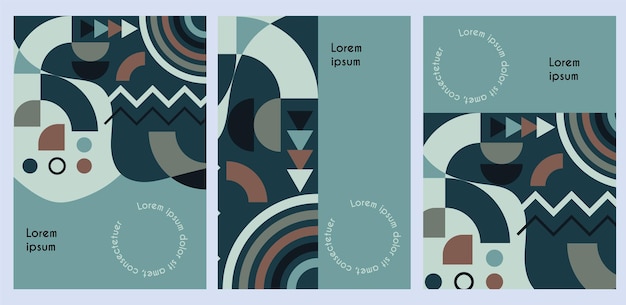 프리미엄 기하학적 추상 디자인 포스터 번들