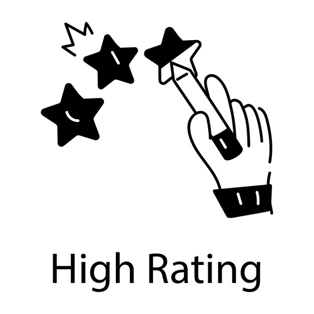 Premium glyph icon depicting high rating