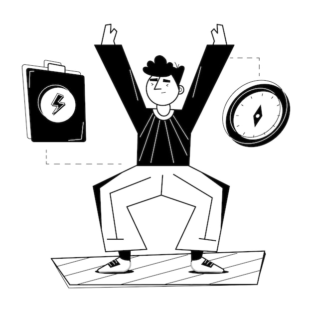 Premium glyph illustratie van meditatieve beoefening