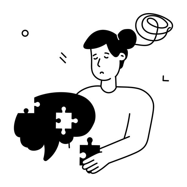 Premium glyph illustration depicting alzheimer