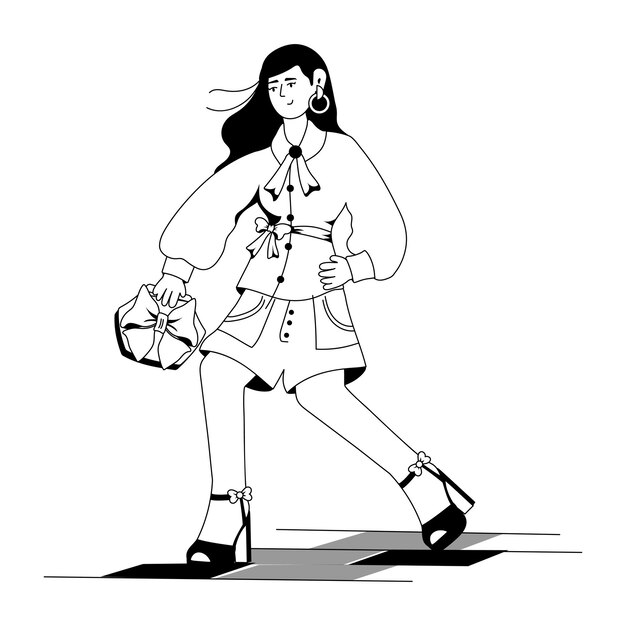 Vector premium glyph illustration of fashion girl