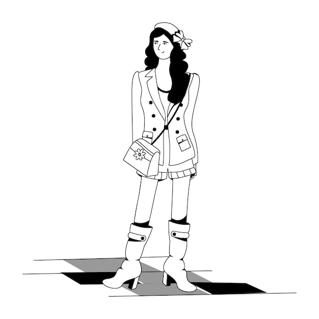 Premium glyph illustration of model pose