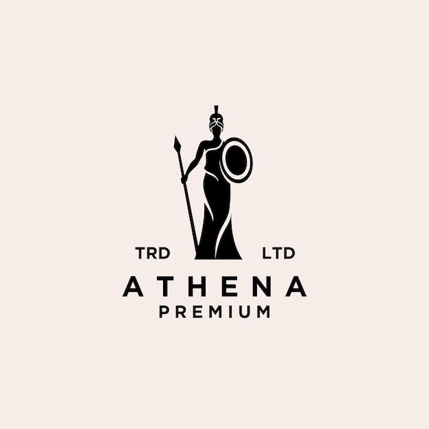 Vettore design del logo vettoriale della dea athena premium