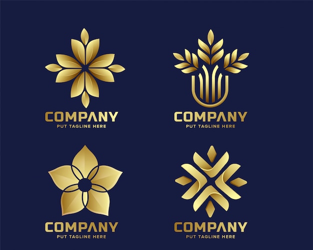 Premium gold flower logo template for company