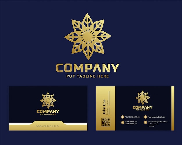 Premium gold flower logo template for company