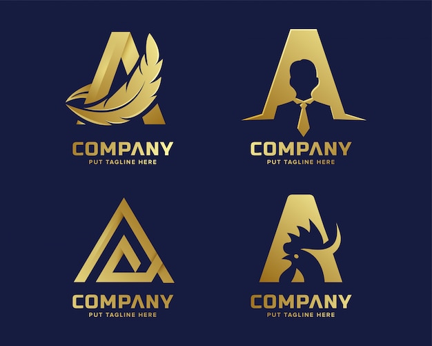 Vettore logo premium gold lettera a per azienda