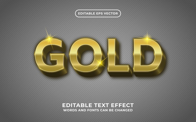 Премиум золотой блестящий металлический 3d жирный редактируемый векторный текстовый эффект.