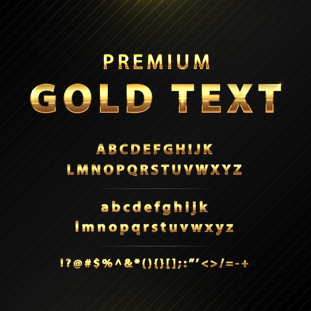 Vector premium gold text alphabet