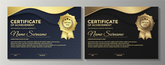 Premium golden black certificate template design.