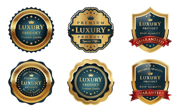 Vector premium golden luxury quality badge vector collectie