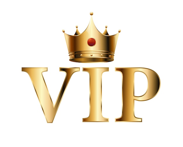 Vector premium golden vip icon with golden crown