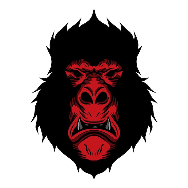 Premium Gorilla handgetekende hoofdillustratie