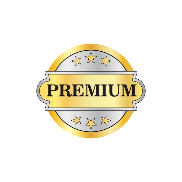 Premium gouden label icoon in vlakke stijl op een witte achtergrond