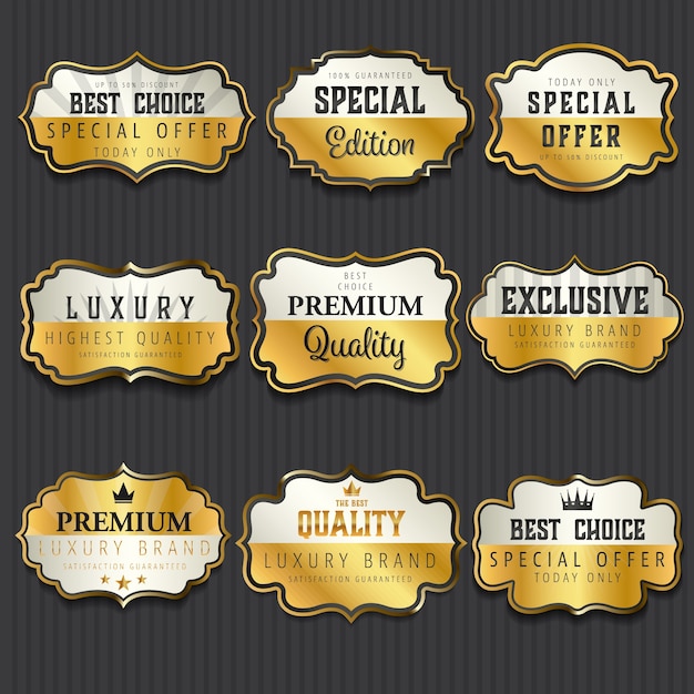 Vector premium gouden labels-collectie