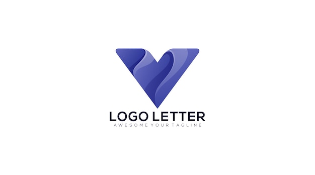 プレミアム グラデーション青文字 V ロゴ デザインのベクトル