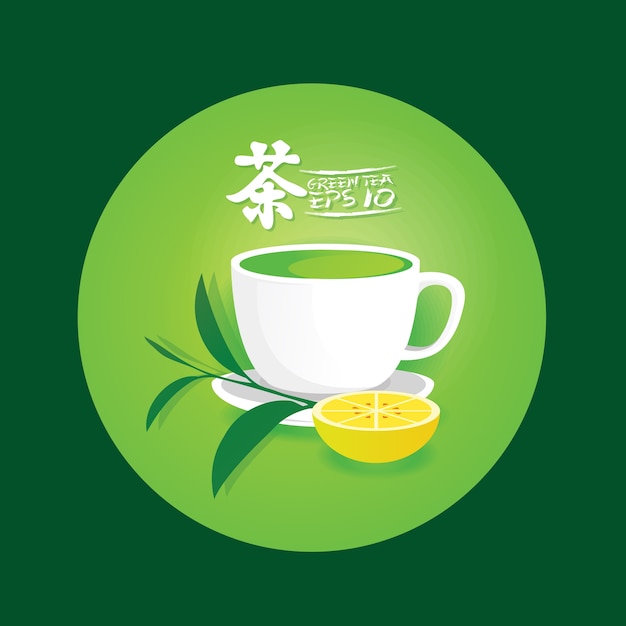 Vector premium green tea for good health.