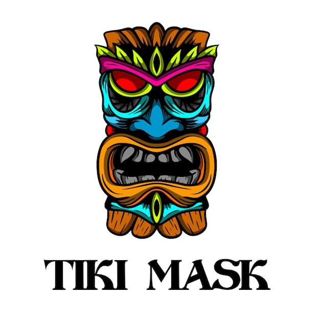 Vector premium hand drawn tiki mask illustration