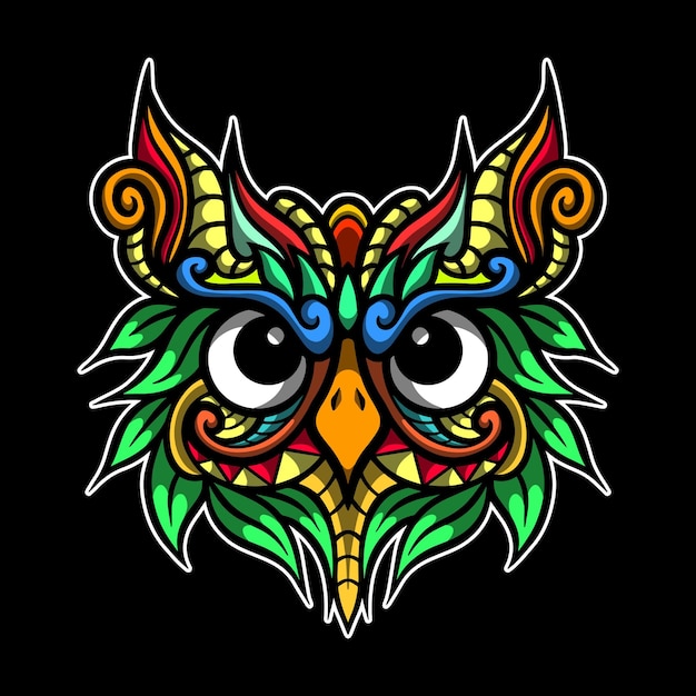 Premium Hand Drawn Vector Owl Head Illustration