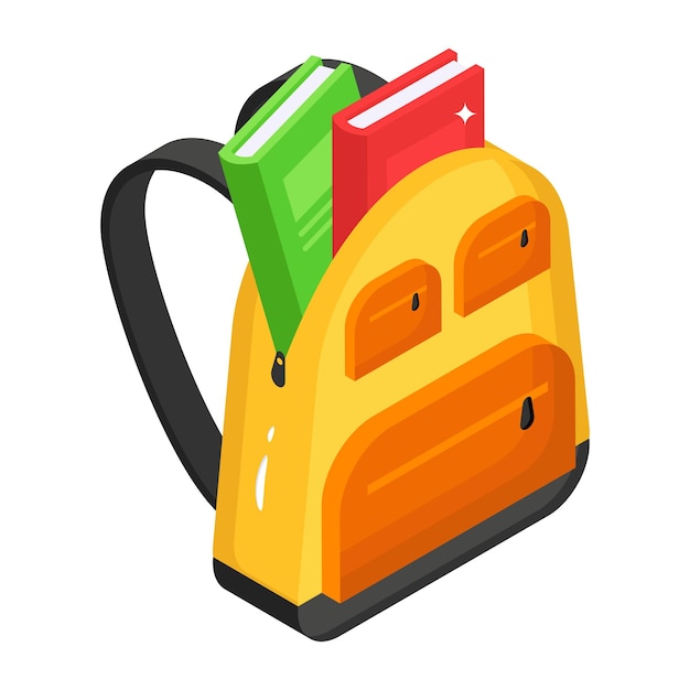 premium handy isometric icon o school bag
