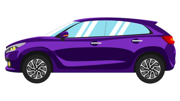 Premium hatchback-auto in felle kleuren vector realistische auto platte felle kleuren vectorillustratie