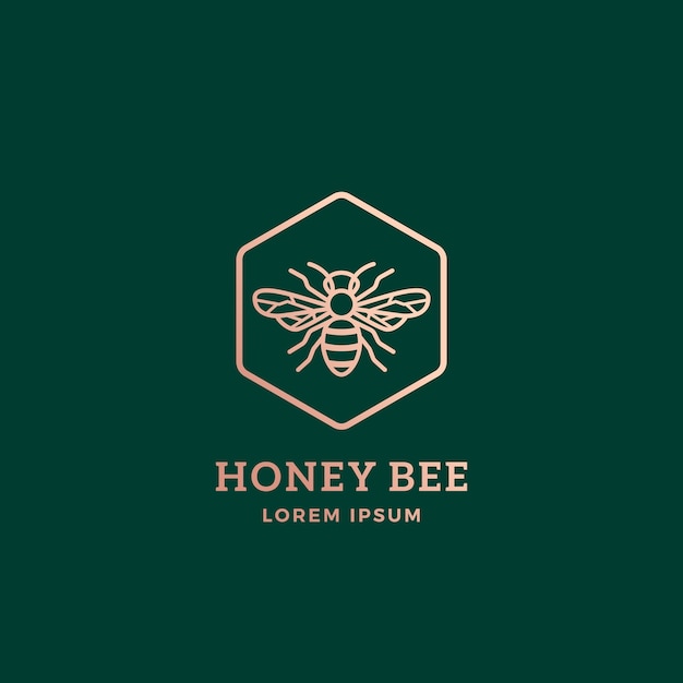 Premium honey bee astratto segno, simbolo o modello di logo.