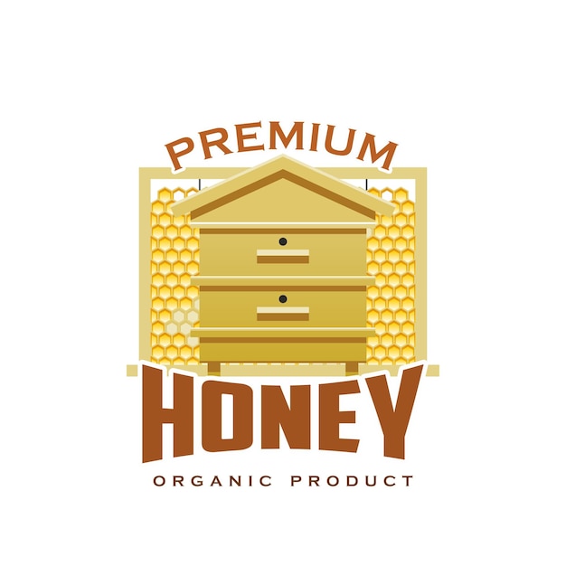 Premium honey product hive honeycomb vector icon