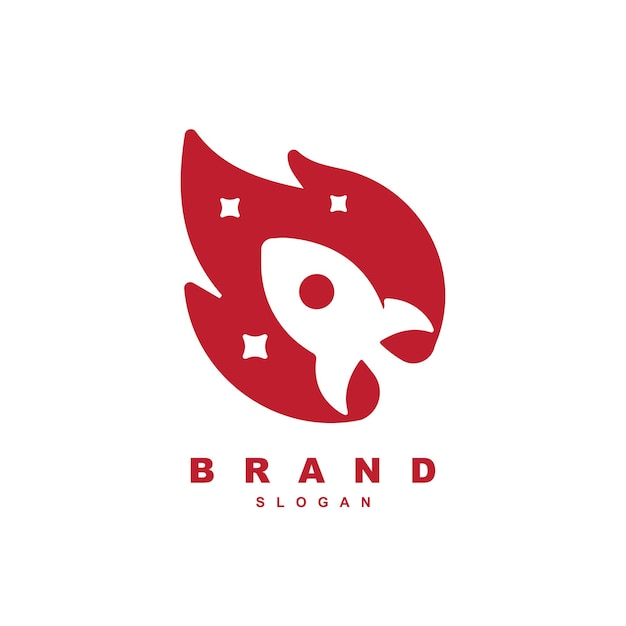 Premium hot rocket fire-logo met sterlogo-ontwerp
