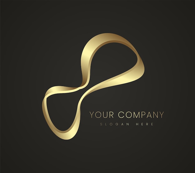Премиум бесконечность абстрактный дизайн логотипа современный изогнутый золотой символ значок товарный знак брендинг логотип
