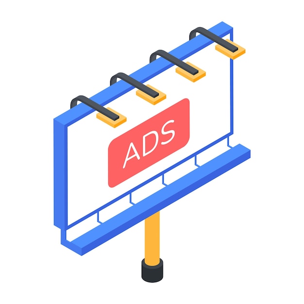 Vector premium isometric illustration of an ads billboard