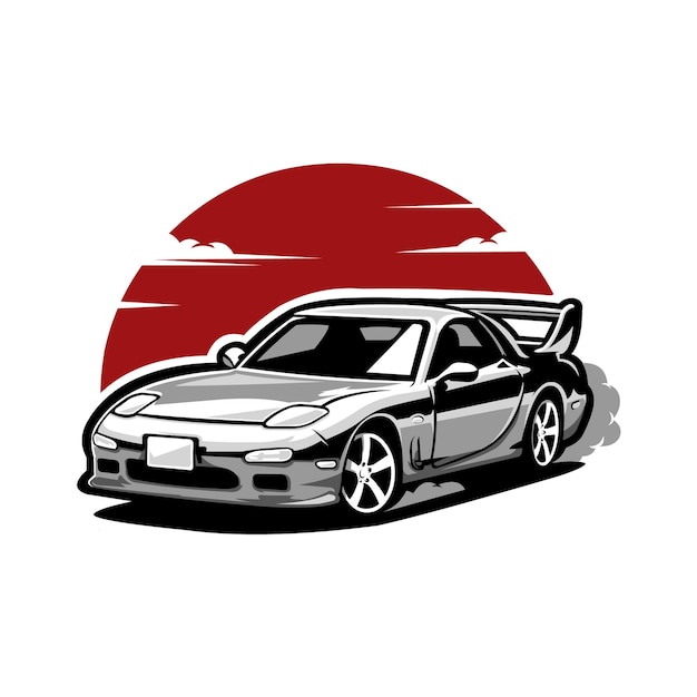 Premium Japanese Drift Car Vector Illustration Best for Automotive Tshirt and Sticker Design