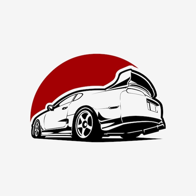 Vector premium japanse sportwagen achteraanzicht vector geïsoleerd beste voor jdm tshirt en sticker ontwerp