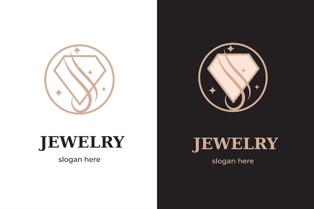 Modello di progettazione del logo di gioielli premium con icona di diamante e stella